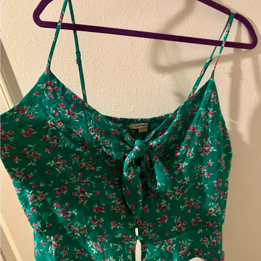 NWOT American Eagle green floral blouse cami